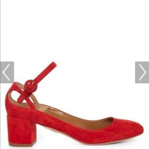 Aquazurra red suede heels